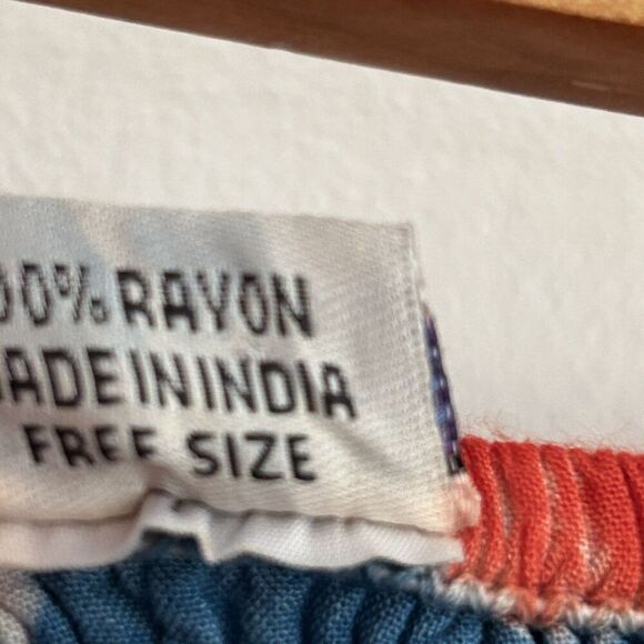 Wevez Tie Die Wide Leg Pants Free Size OS Colorful Rayon India Hippie Palazzo - Picture 5 of 6